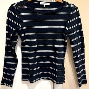 Frame Long Sleeve Striped Knit Top